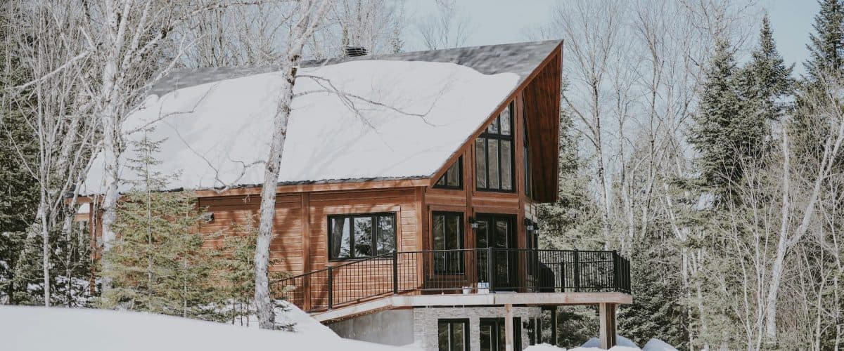 chalet with snow