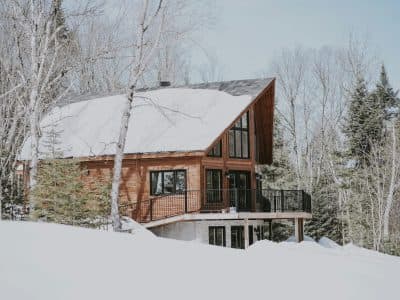 chalet with snow