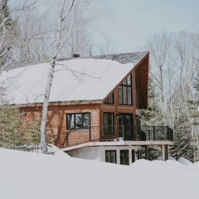 chalet with snow